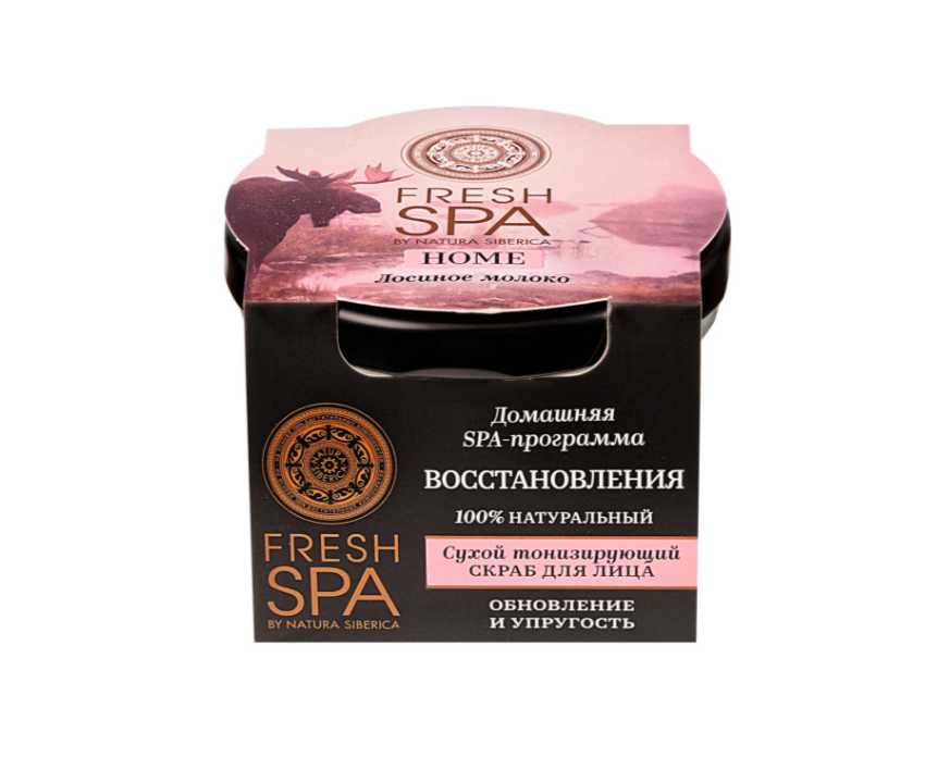фото упаковки Natura Siberica Fresh Spa Home Сухой скраб для лица Лосиное молоко, тонизирующий, 70 г, 1 шт. фото упаковки Natura Siberica Fresh Spa Home Сухой скраб для лица Лосиное молоко