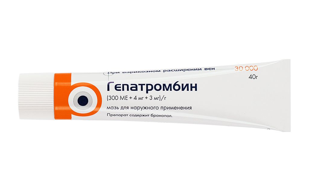 Гепатромбин, 300 МЕ+4 мг+3 мг/г, крем для наружного применения, 40 г, 1 шт.