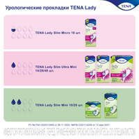 Прокладки урологические Tena Lady Slim Mini, прокладки урологические, 2 капли, 10 шт.