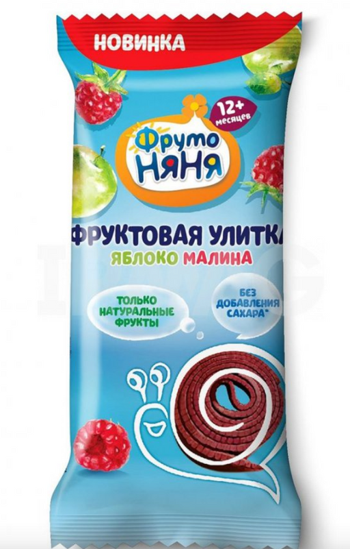 Фрутоняня Фруктовые кусочки Улитка, яблоко малина, 15 г, 1 шт.