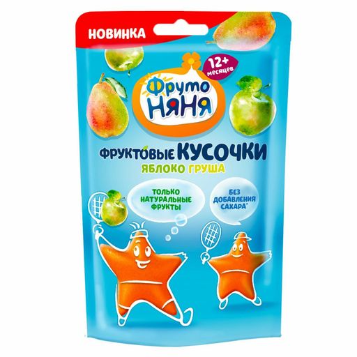 Фрутоняня Фруктовые кусочки, яблоко груша, 15 г, 1 шт.