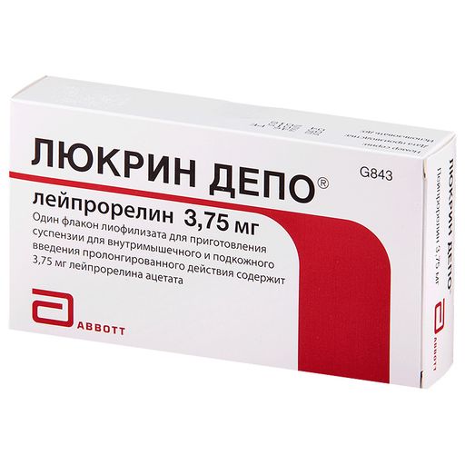 Люкрин депо, 3.75 мг, лиофилизат для приготовления суспензии для внутримышечного и подкожного введения пролонгированного действия, 1 шт.