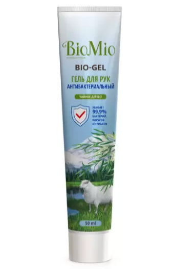 BioMio Bio-Gel Гель антибактериальный для рук гигиенический, с эфирным маслом чайного дерева, 50 мл, 1 шт.
